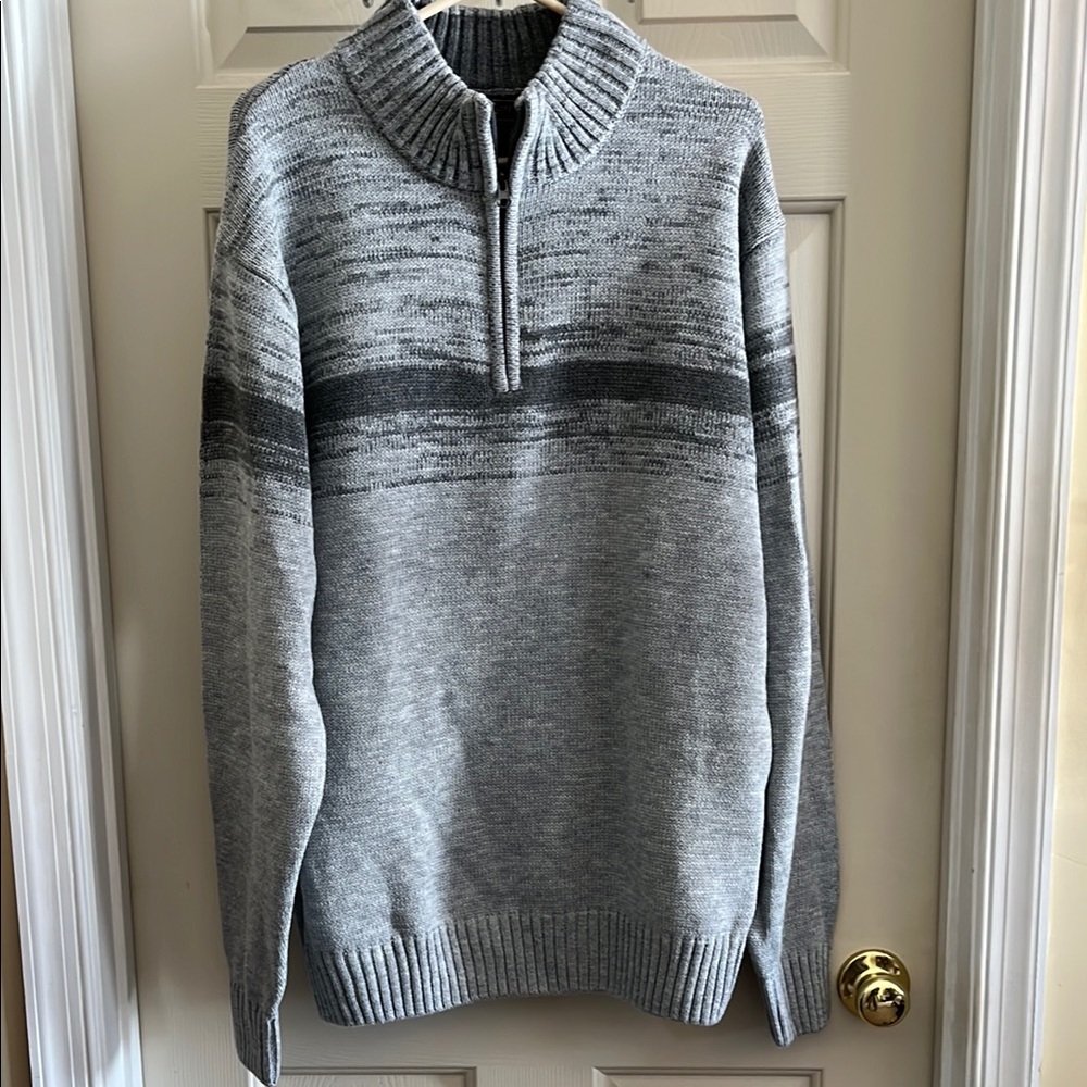 Men's Gray Half-Zip Sweater